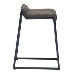 Brown Leather And Dark Grey Counter Stool By Homeroots