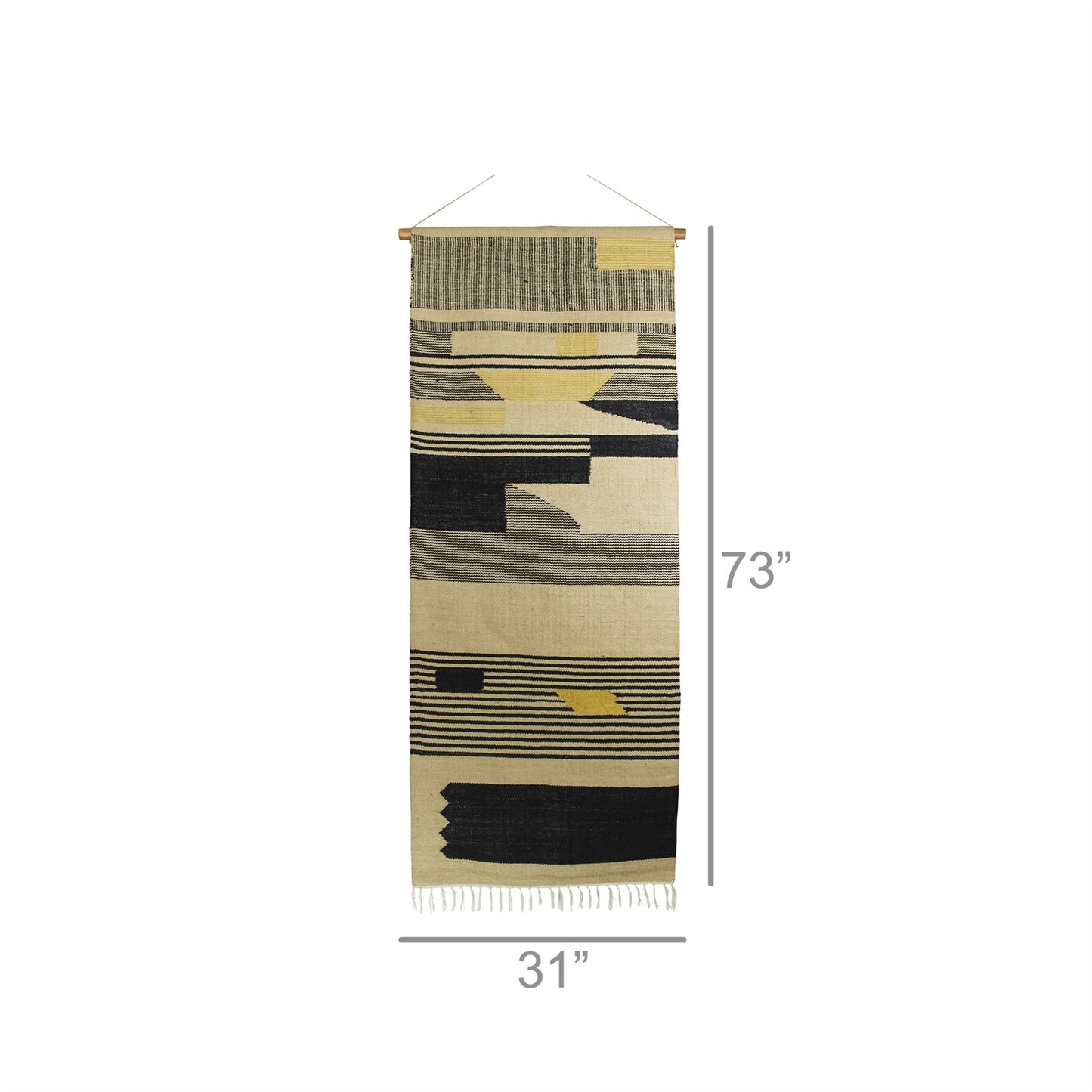 Black and Beige Angular Patterns Wall Hanging By Homeroots