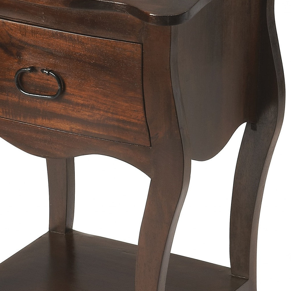 Brown Walnut Single Drawer Nightstand By Homeroots | Nightstands | Modishstore - 5