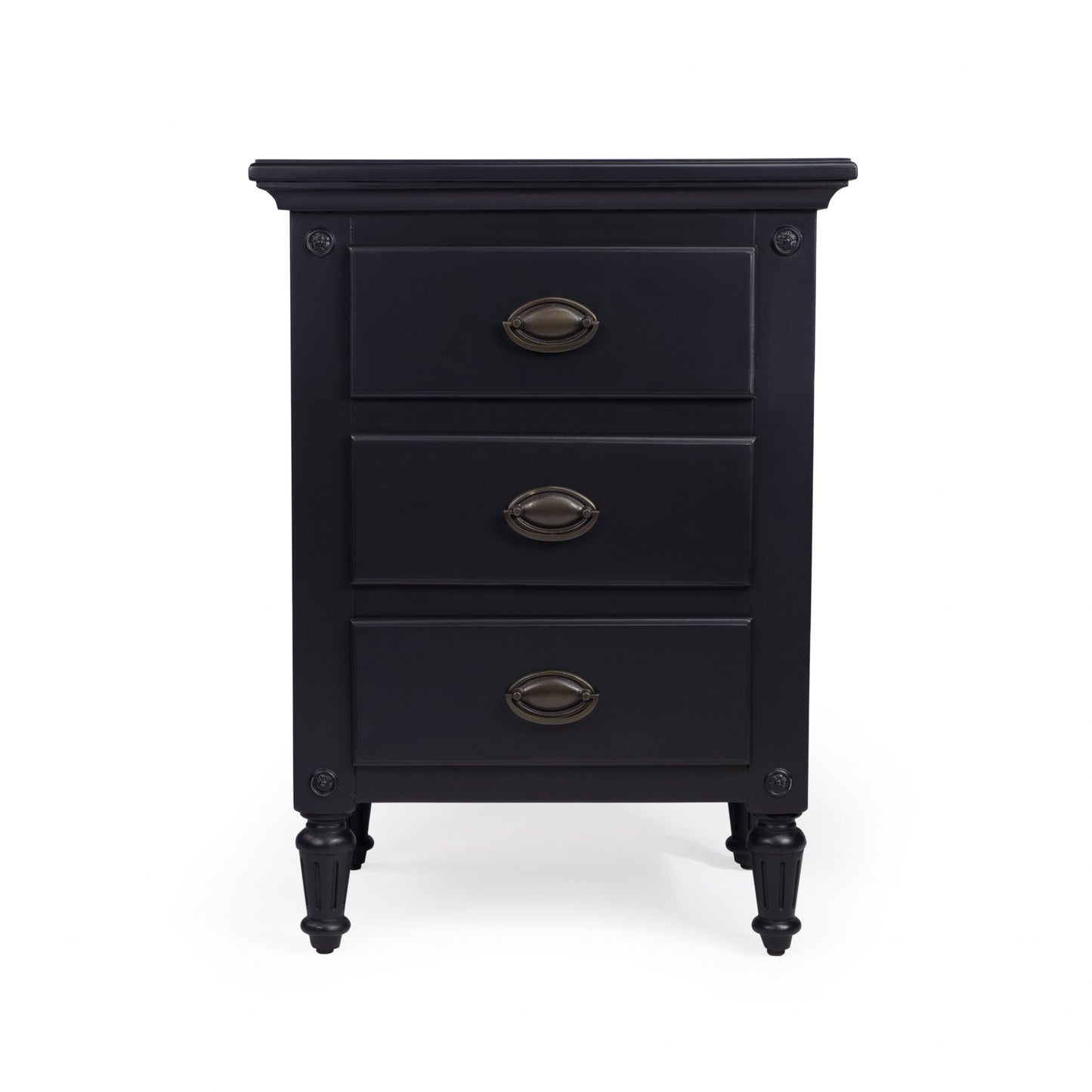 Classic Black 3 Drawer Nightstand By Homeroots | Nightstands | Modishstore - 4