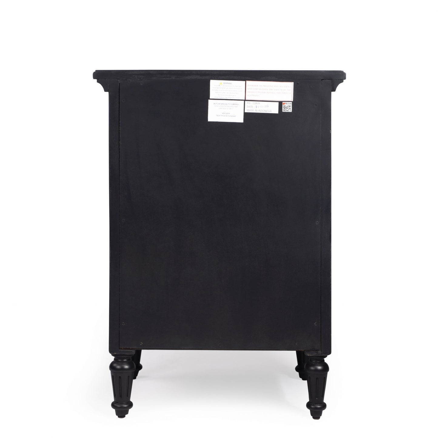 Classic Black 3 Drawer Nightstand By Homeroots | Nightstands | Modishstore - 7