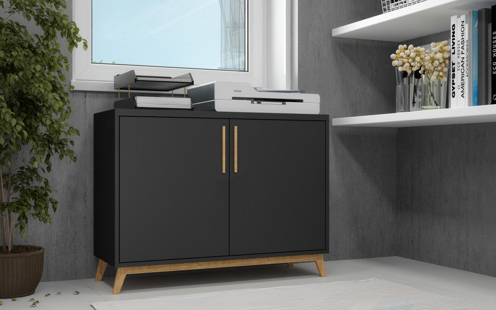 Modern Black And Natural Two Door Buffet By Homeroots | Sideboards | Modishstore