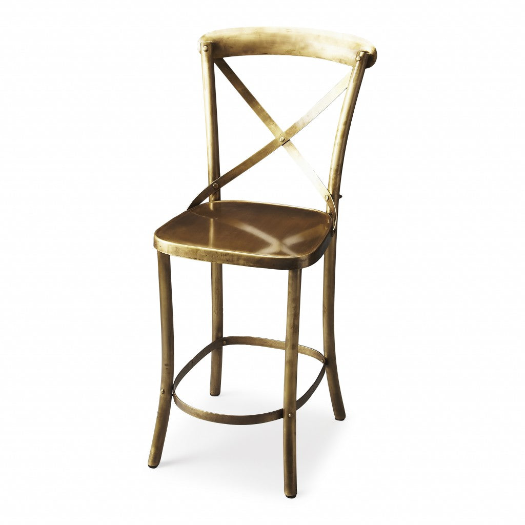 Antique Gold Bar Stool By Homeroots | Bar Stools | Modishstore