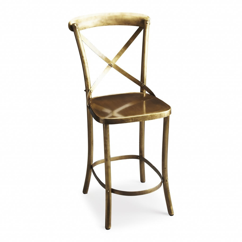 Antique Gold Bar Stool By Homeroots | Bar Stools | Modishstore - 3