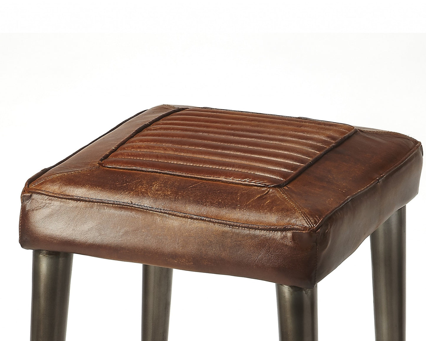 Brown Leather Bar Stool By Homeroots | Bar Stools | Modishstore - 3