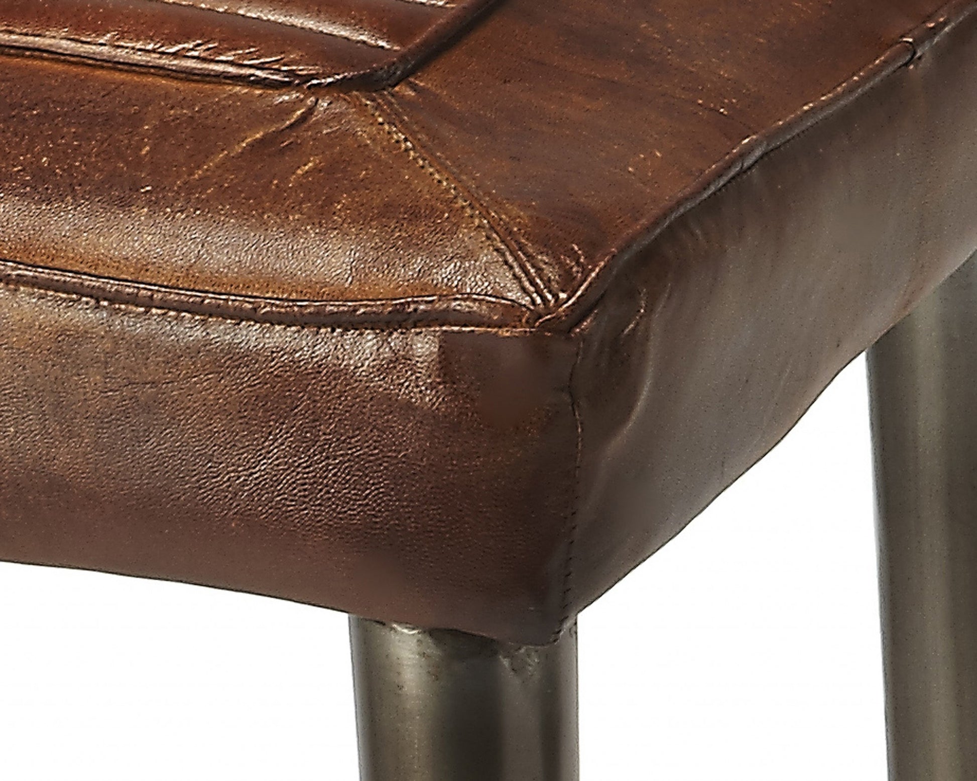 Brown Leather Bar Stool By Homeroots | Bar Stools | Modishstore - 4