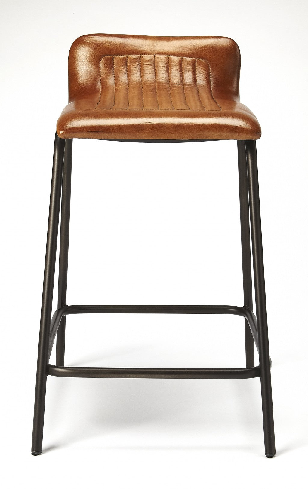 Brown Leather And Metal Counter Stool By Homeroots | Counter Stools | Modishstore - 4