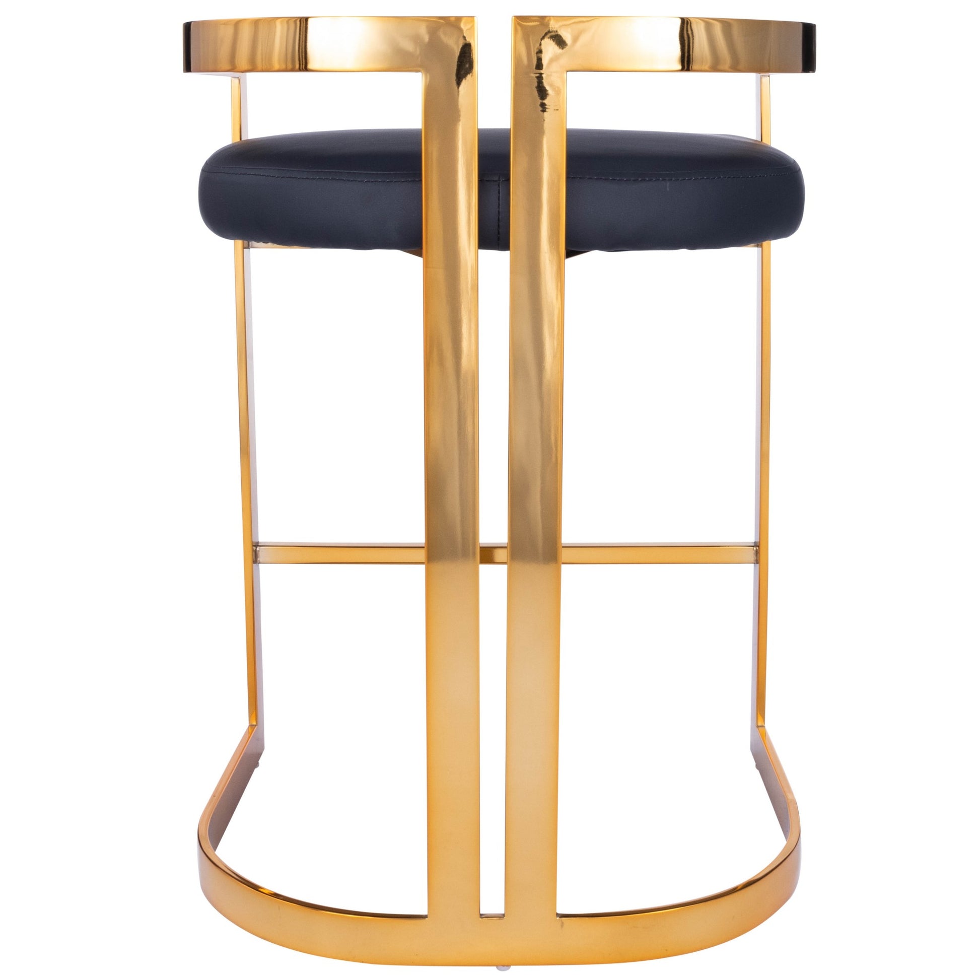 Gold And Black Faux Leather Counter Stool By Homeroots | Counter Stools | Modishstore - 3