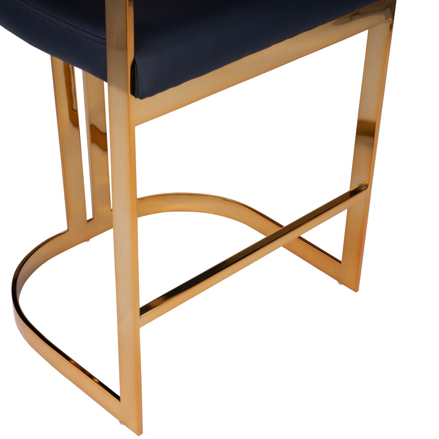 Gold And Black Faux Leather Counter Stool By Homeroots | Counter Stools | Modishstore - 5