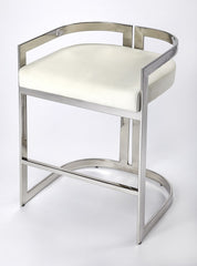 Nickel Plated White Faux Leather Counter Stool By Homeroots