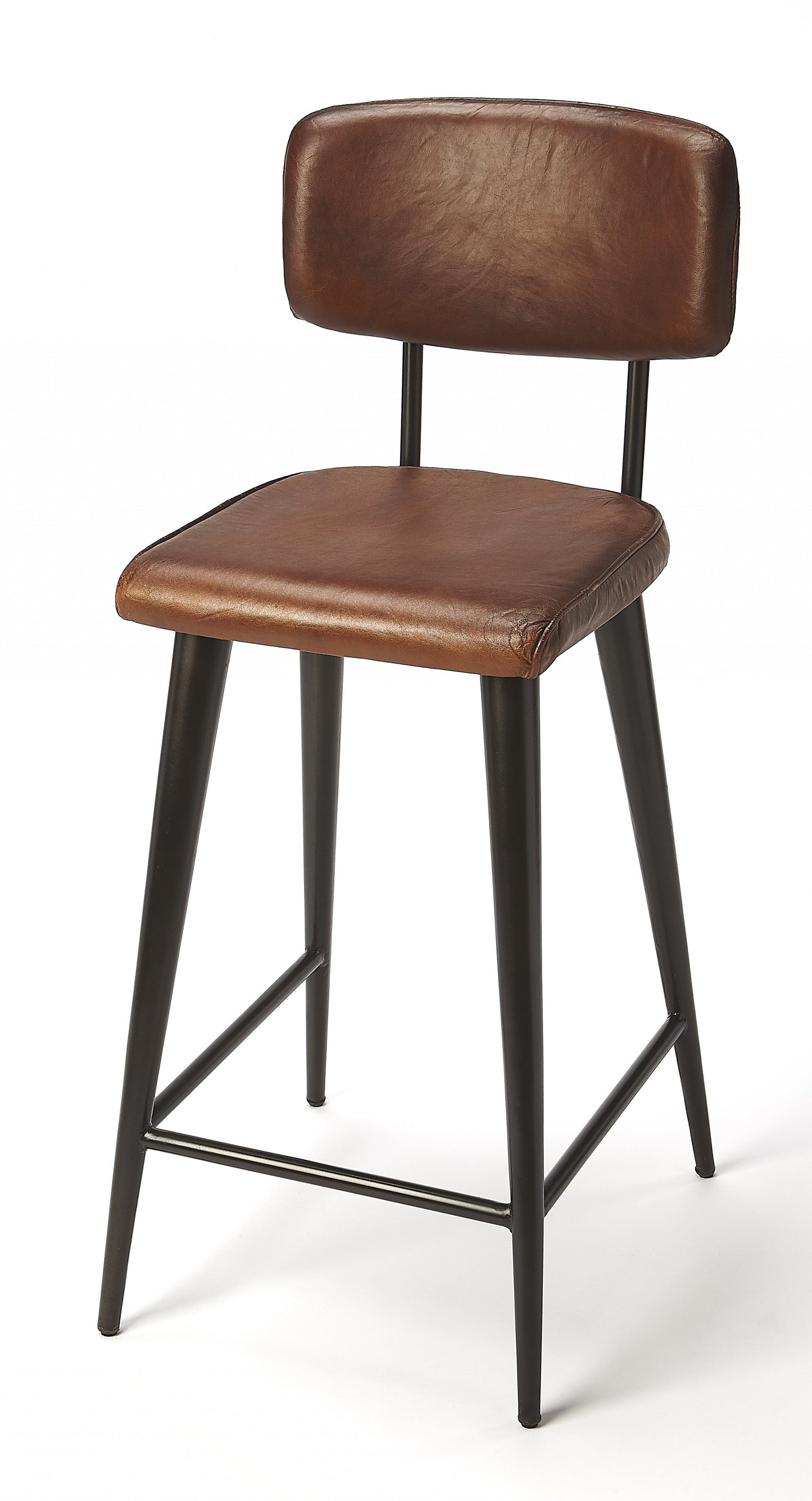 Dark Brown Leather Bar Stool By Homeroots - 389132 | Bar Stools | Modishstore