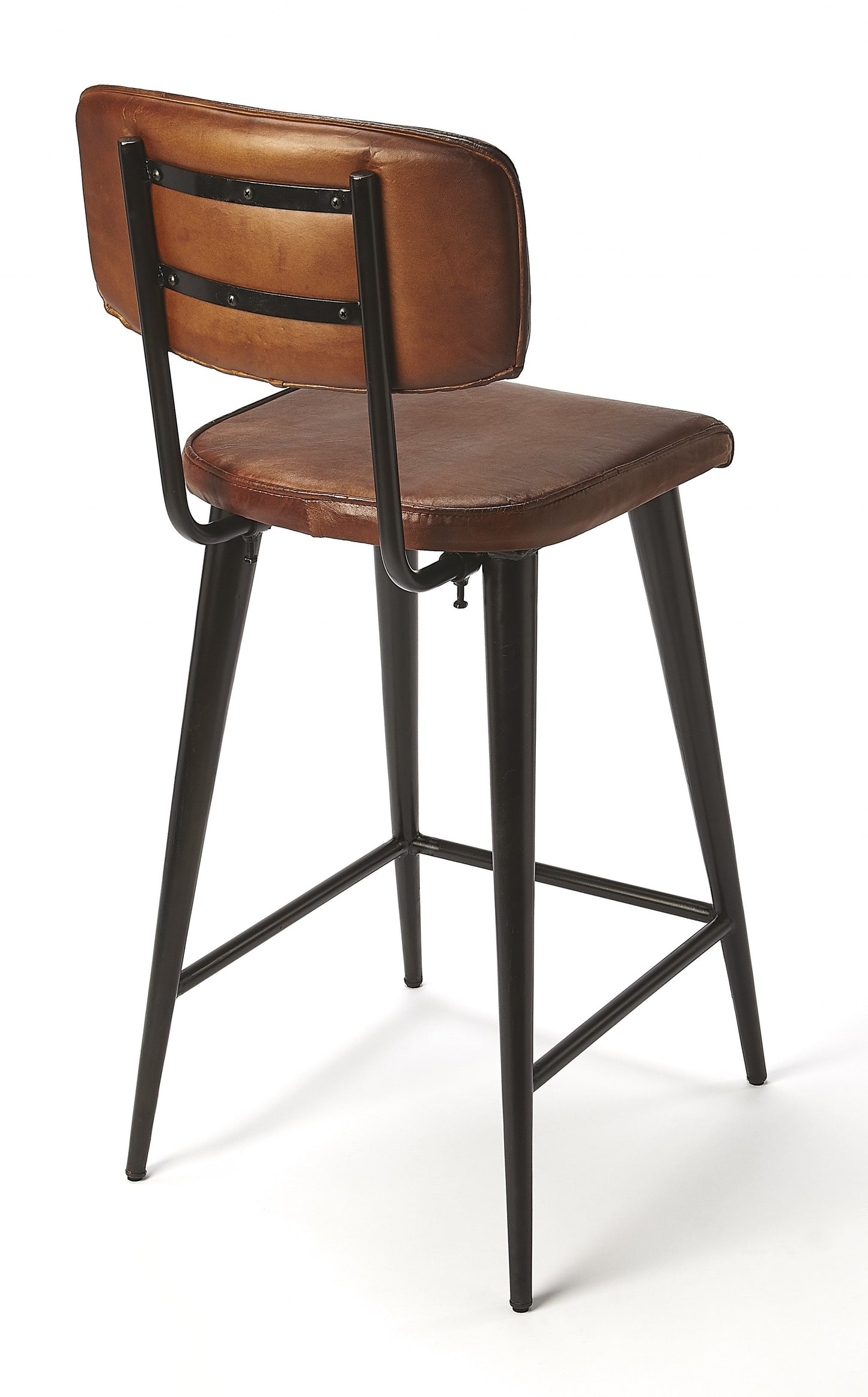 Dark Brown Leather Bar Stool By Homeroots - 389132 | Bar Stools | Modishstore - 2