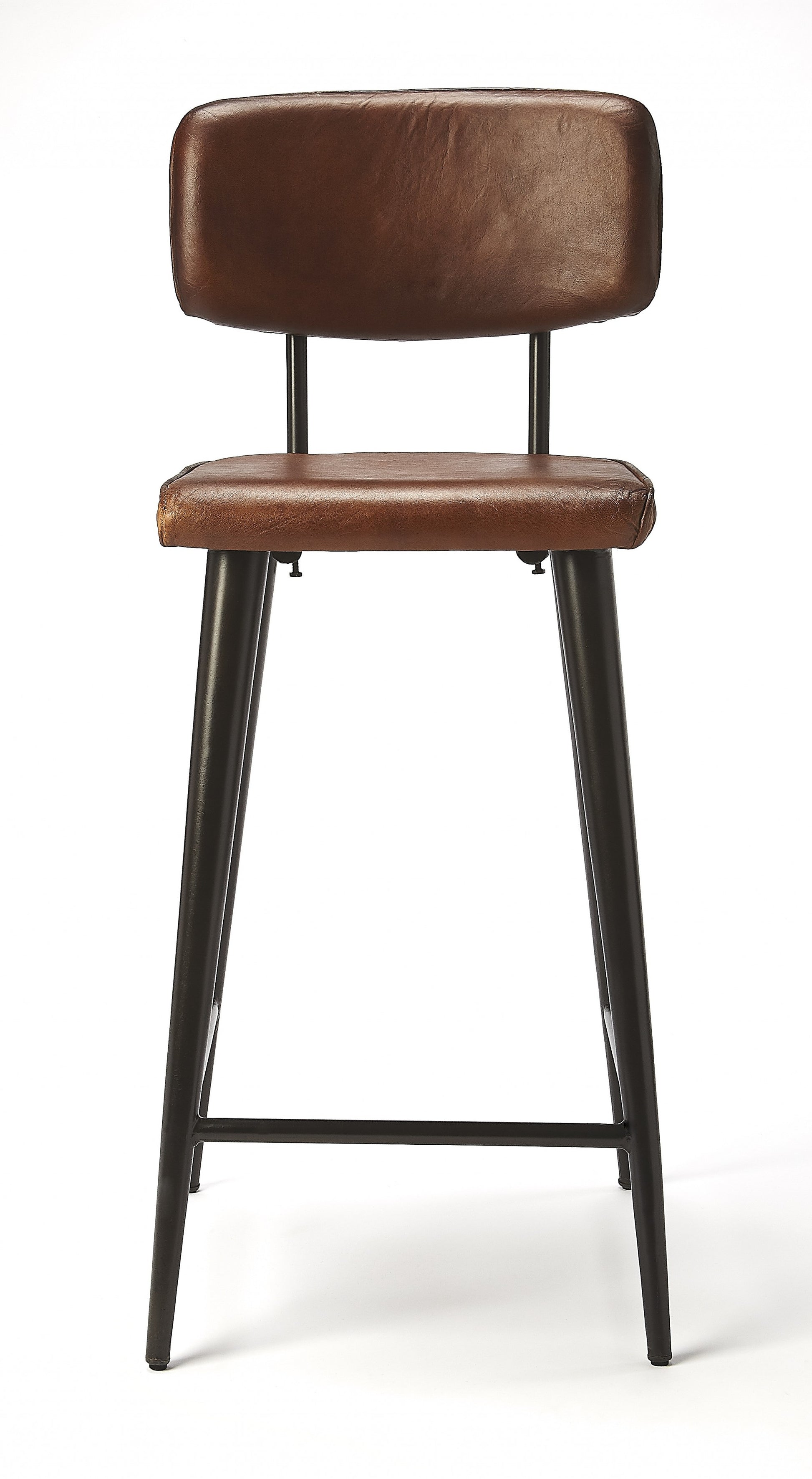 Dark Brown Leather Bar Stool By Homeroots - 389132 | Bar Stools | Modishstore - 3