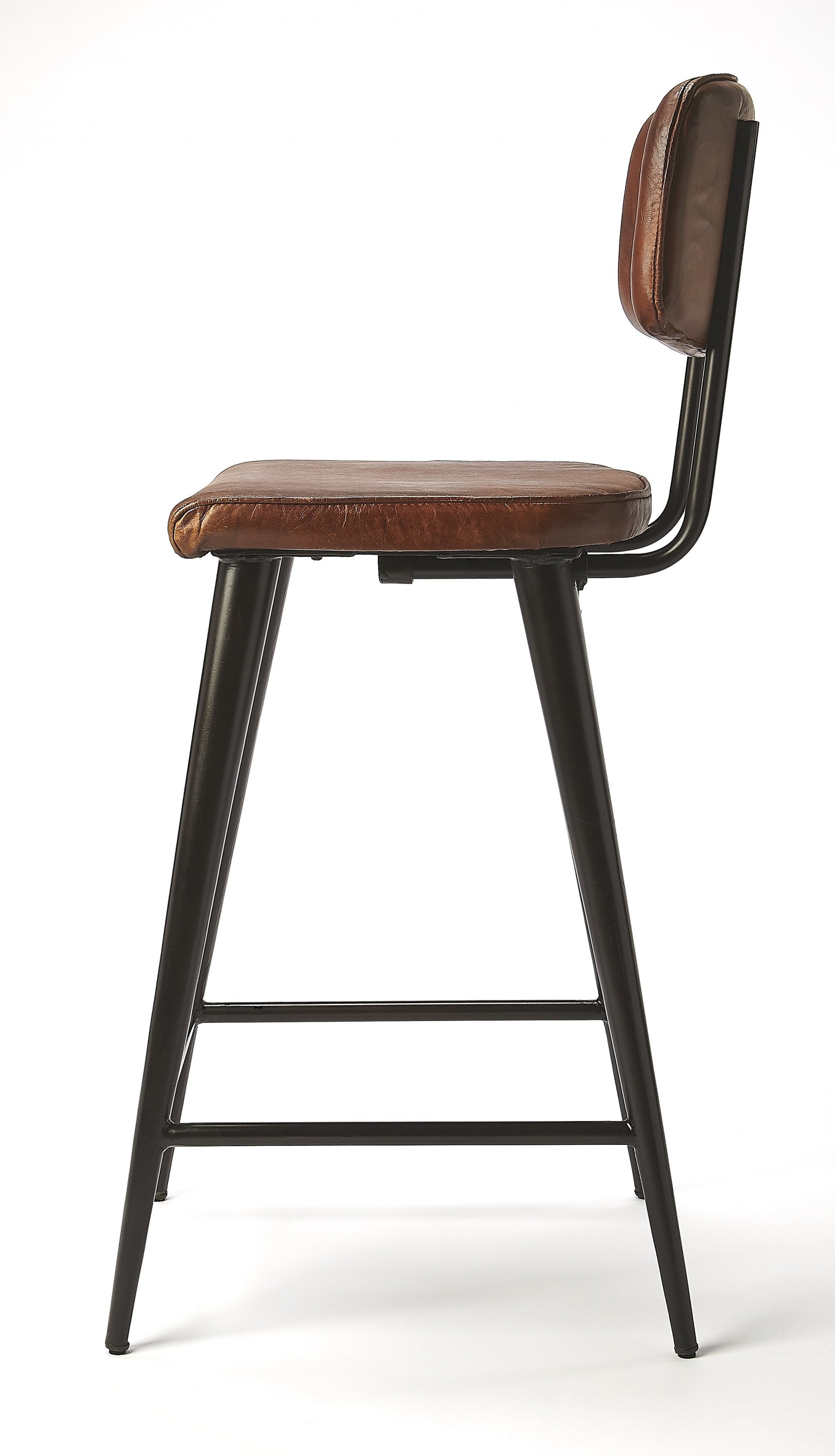 Dark Brown Leather Bar Stool By Homeroots - 389132 | Bar Stools | Modishstore - 4