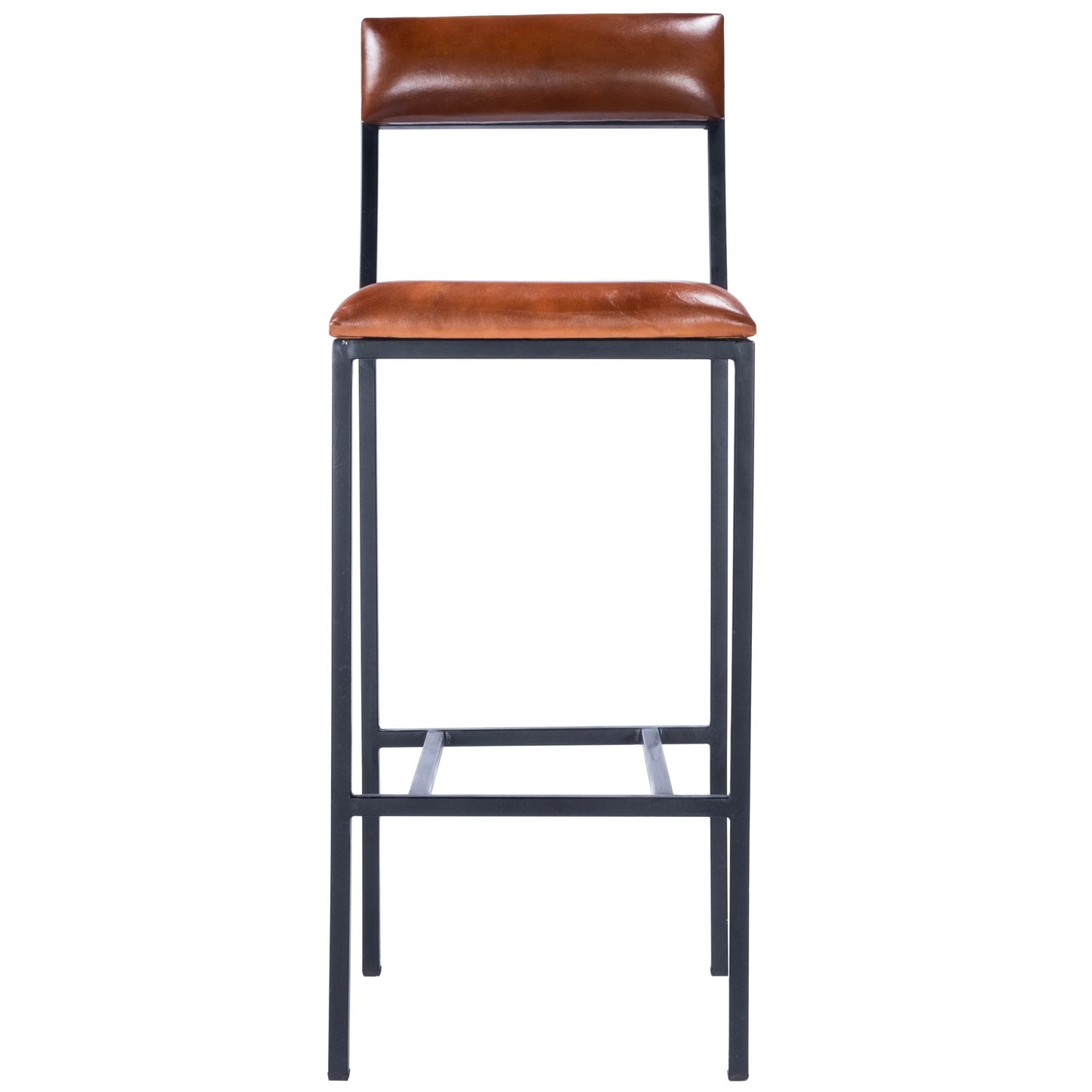 Classic Leather And Metal Bar Stool By Homeroots | Bar Stools | Modishstore - 2