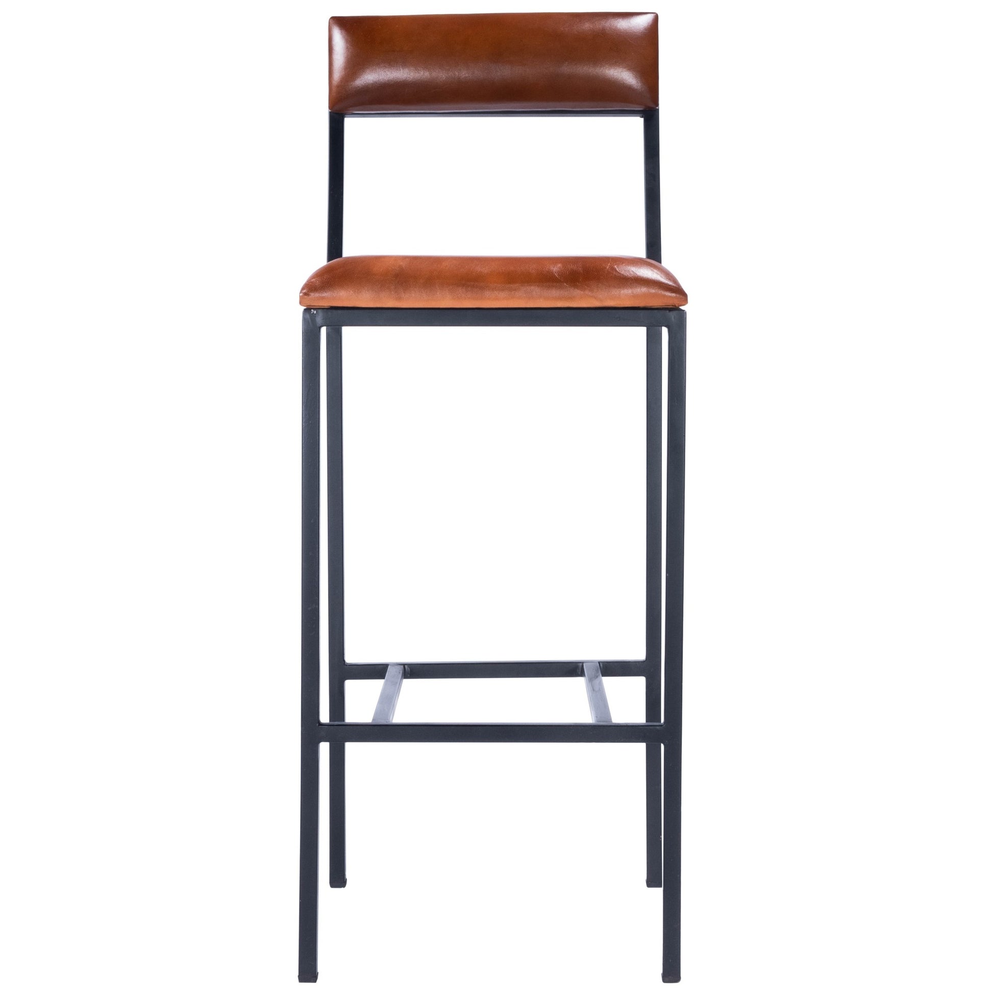 Classic Leather And Metal Bar Stool By Homeroots | Bar Stools | Modishstore - 2