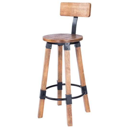 Sturdy Wood And Metal Bar Stool By Homeroots | Bar Stools | Modishstore