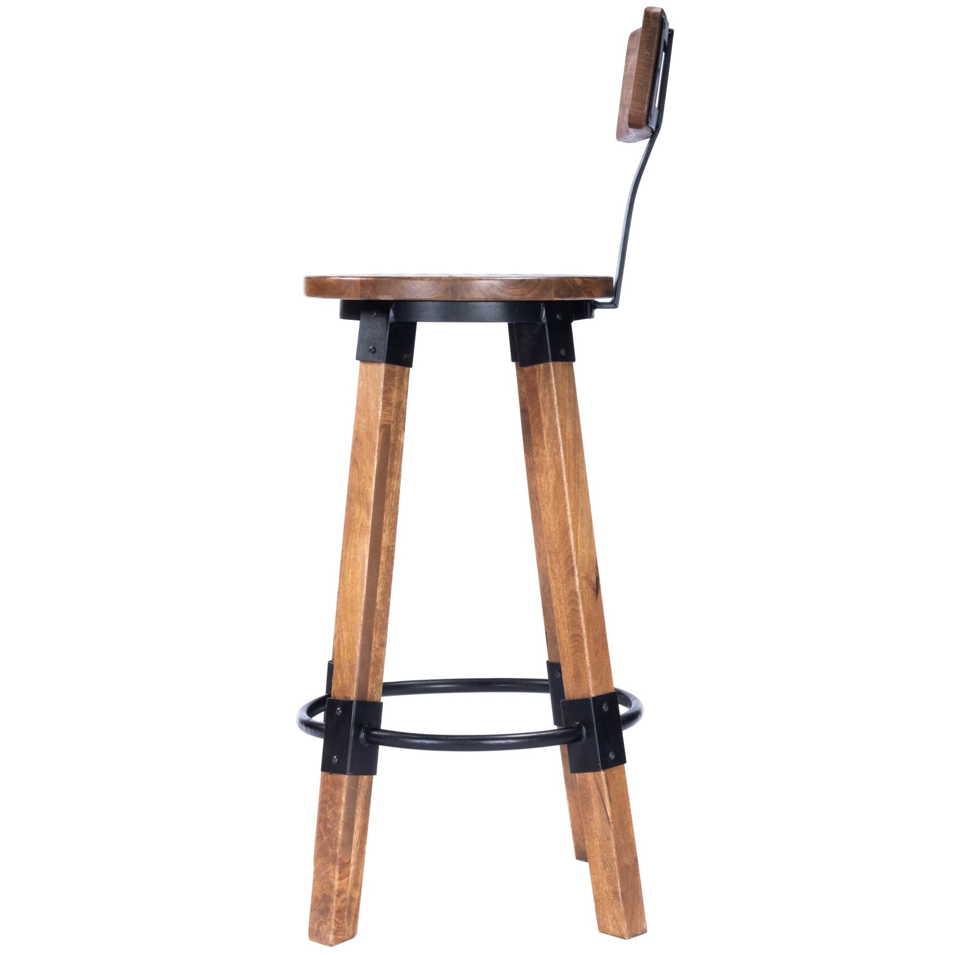 Sturdy Wood And Metal Bar Stool By Homeroots | Bar Stools | Modishstore - 3