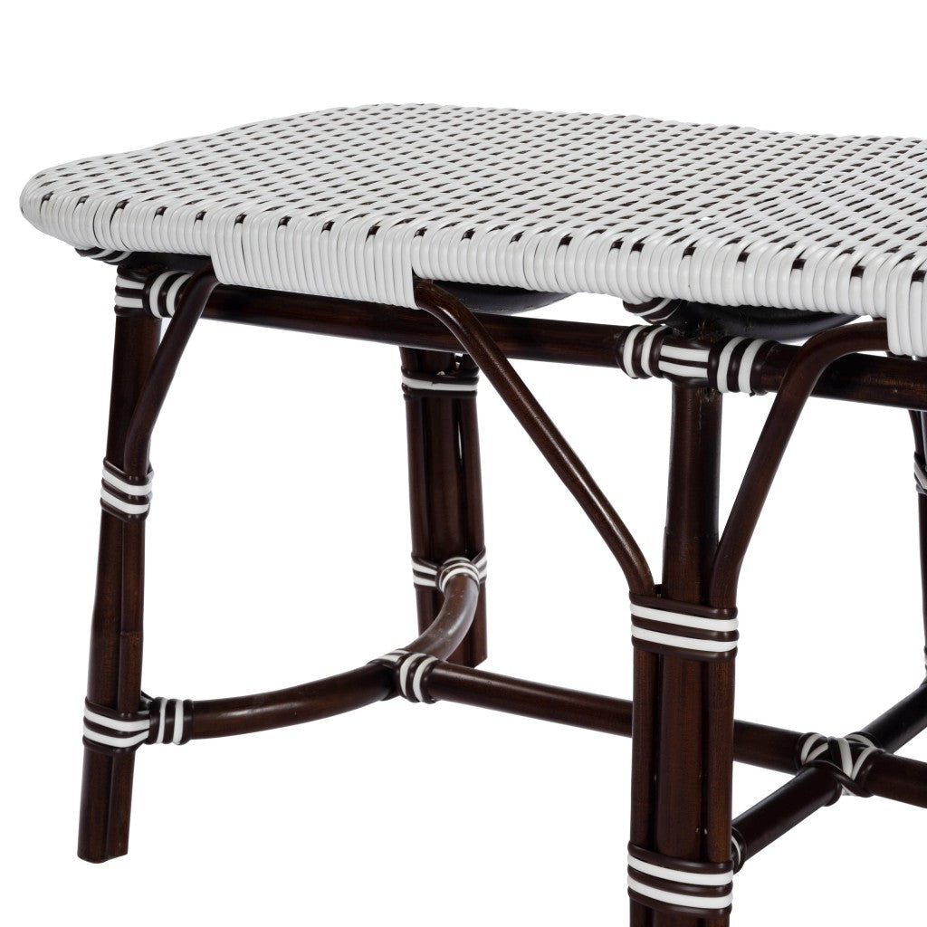 Dark Brown and White Rattan Bench By Homeroots | Benches | Modishstore - 8