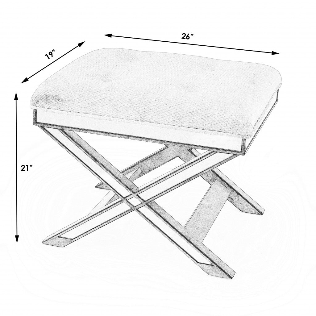 Mirrored X Frame Vanity Stool By Homeroots | Stools | Modishstore - 7