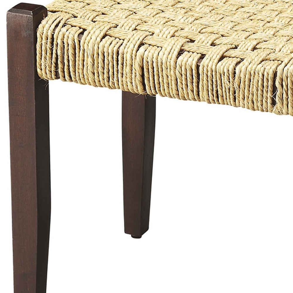 Solid Wood and Woven Jute Stool By Homeroots | Stools | Modishstore - 3