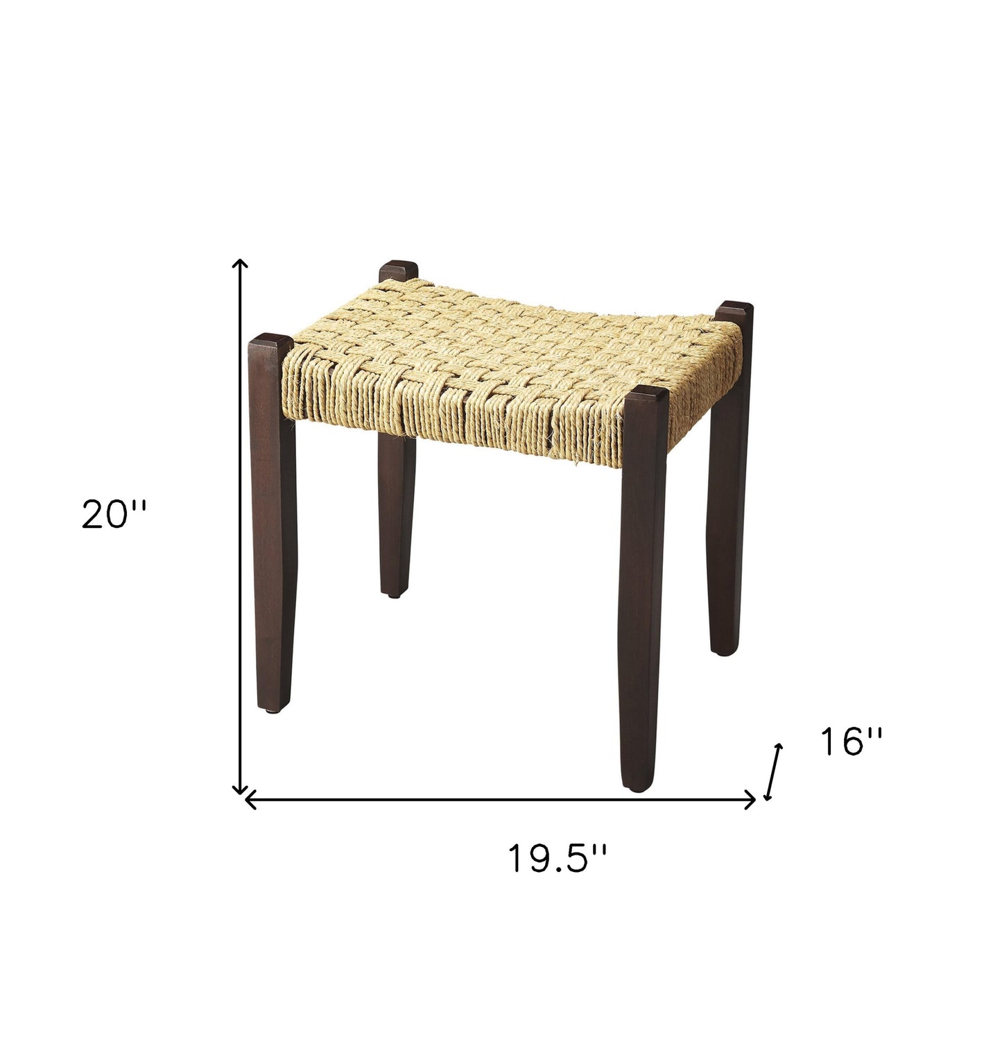 Solid Wood and Woven Jute Stool By Homeroots | Stools | Modishstore - 6