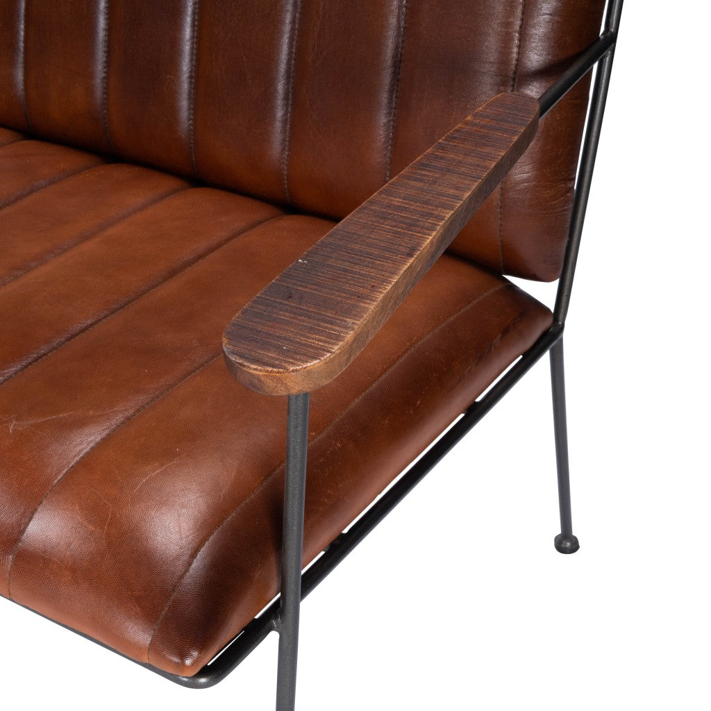 Executive Chic Leather and Metal Bench By Homeroots | Benches | Modishstore - 8