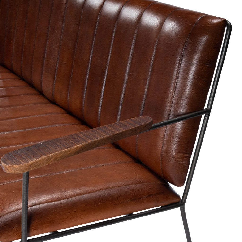 Executive Chic Leather and Metal Bench By Homeroots | Benches | Modishstore - 9