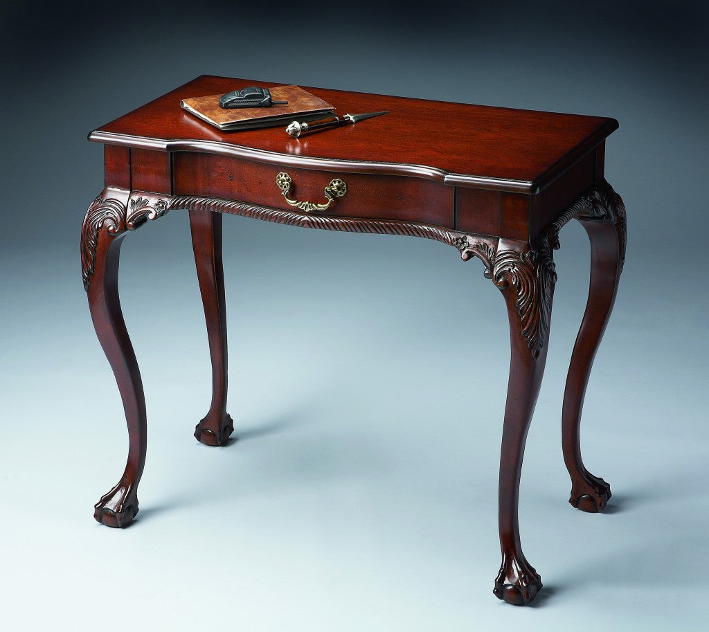 Deep Cherry Writing Desk By Homeroots | Desks | Modishstore - 2