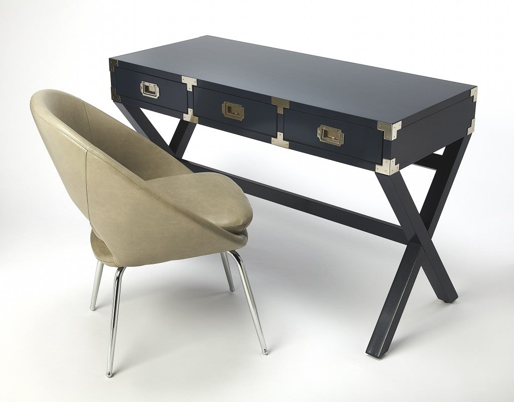 Dark Blue Campaign Style Desk By Homeroots | Desks | Modishstore