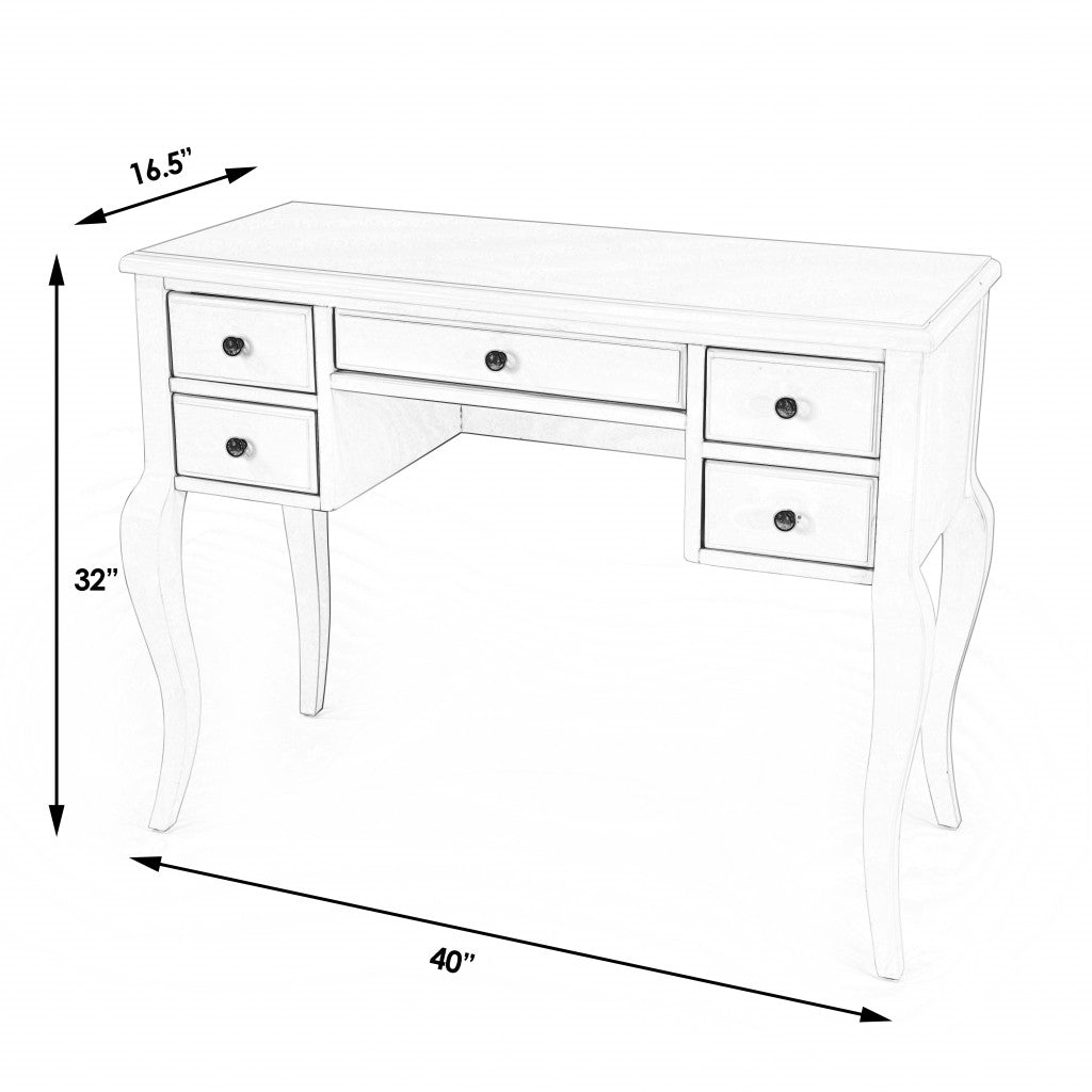 Cottage White Writing Desk By Homeroots | Desks | Modishstore - 9