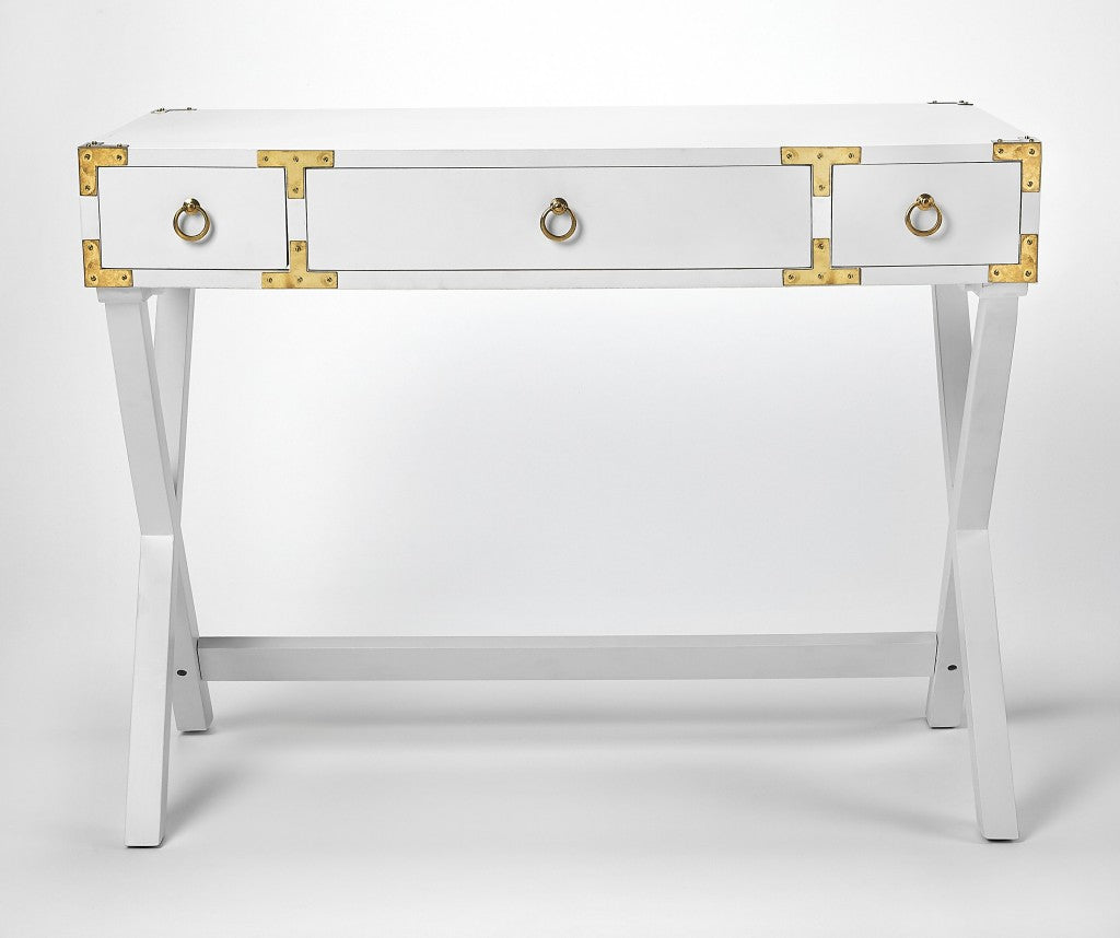 Glossy White Writing Desk By Homeroots | Desks | Modishstore - 2