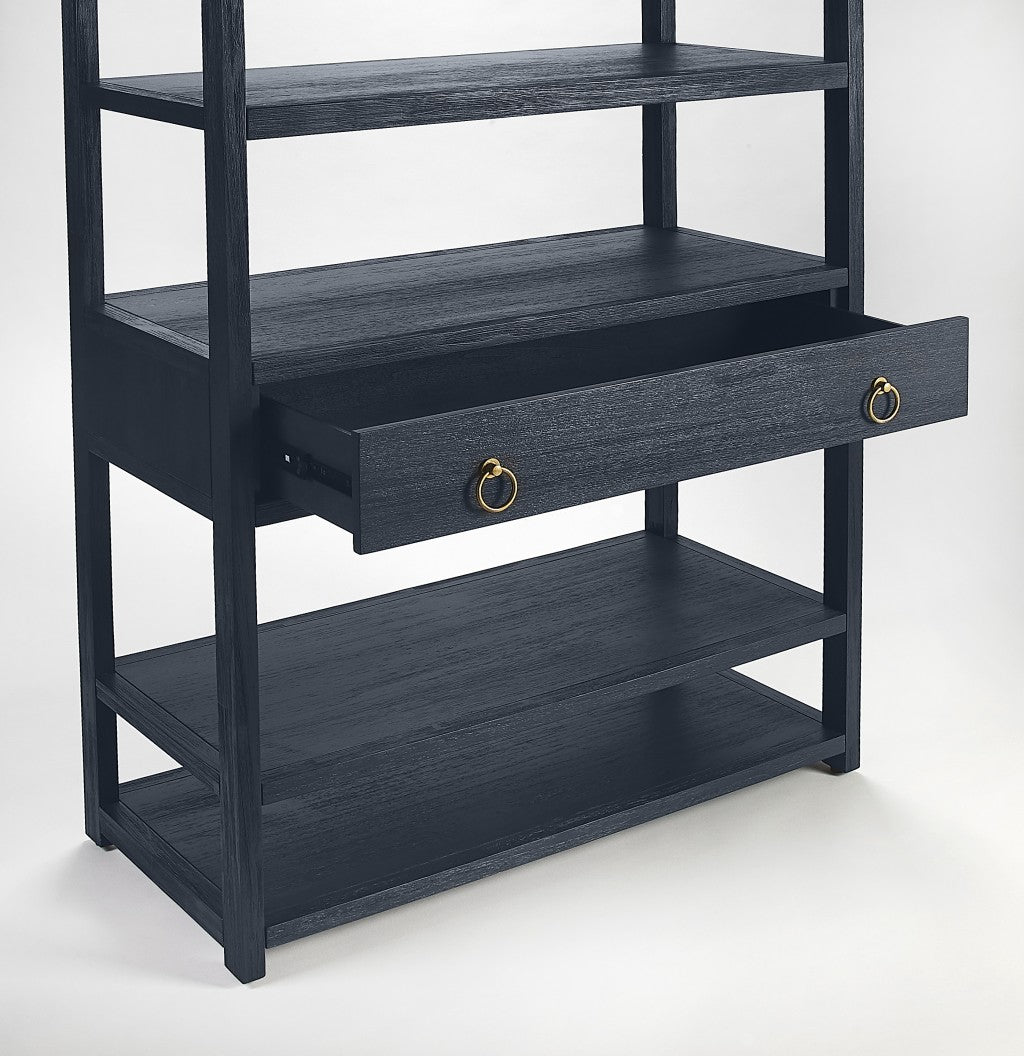 Lark Navy Blue Bookshelf By Homeroots | Bookcases | Modishstore - 2