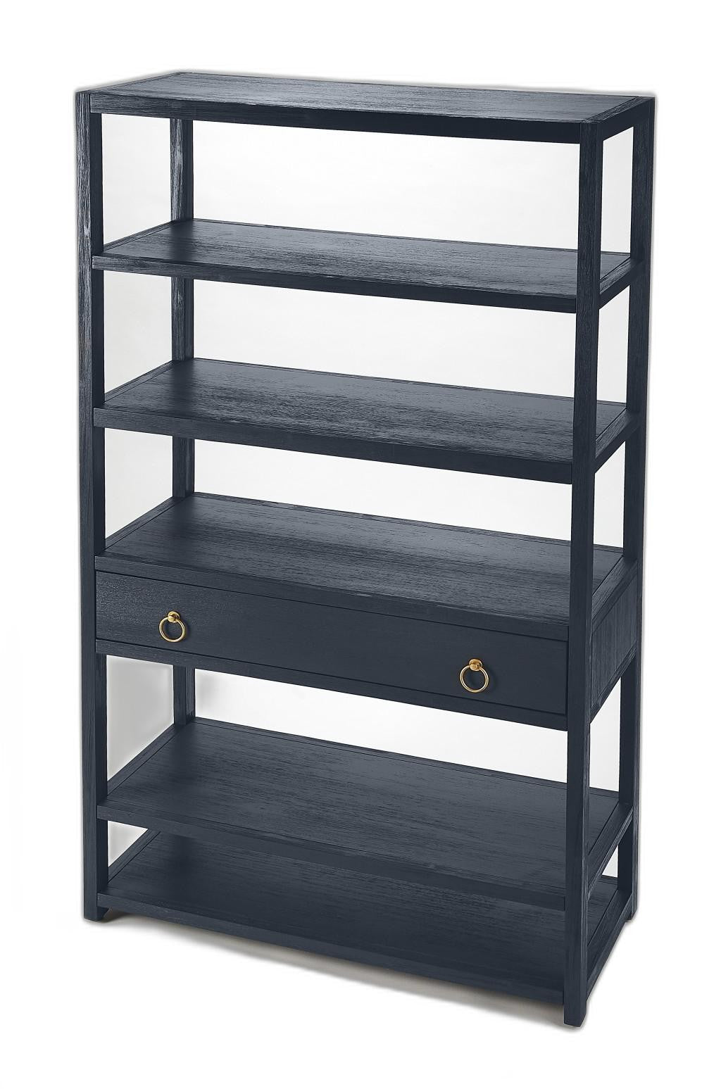 Lark Navy Blue Bookshelf By Homeroots | Bookcases | Modishstore - 7