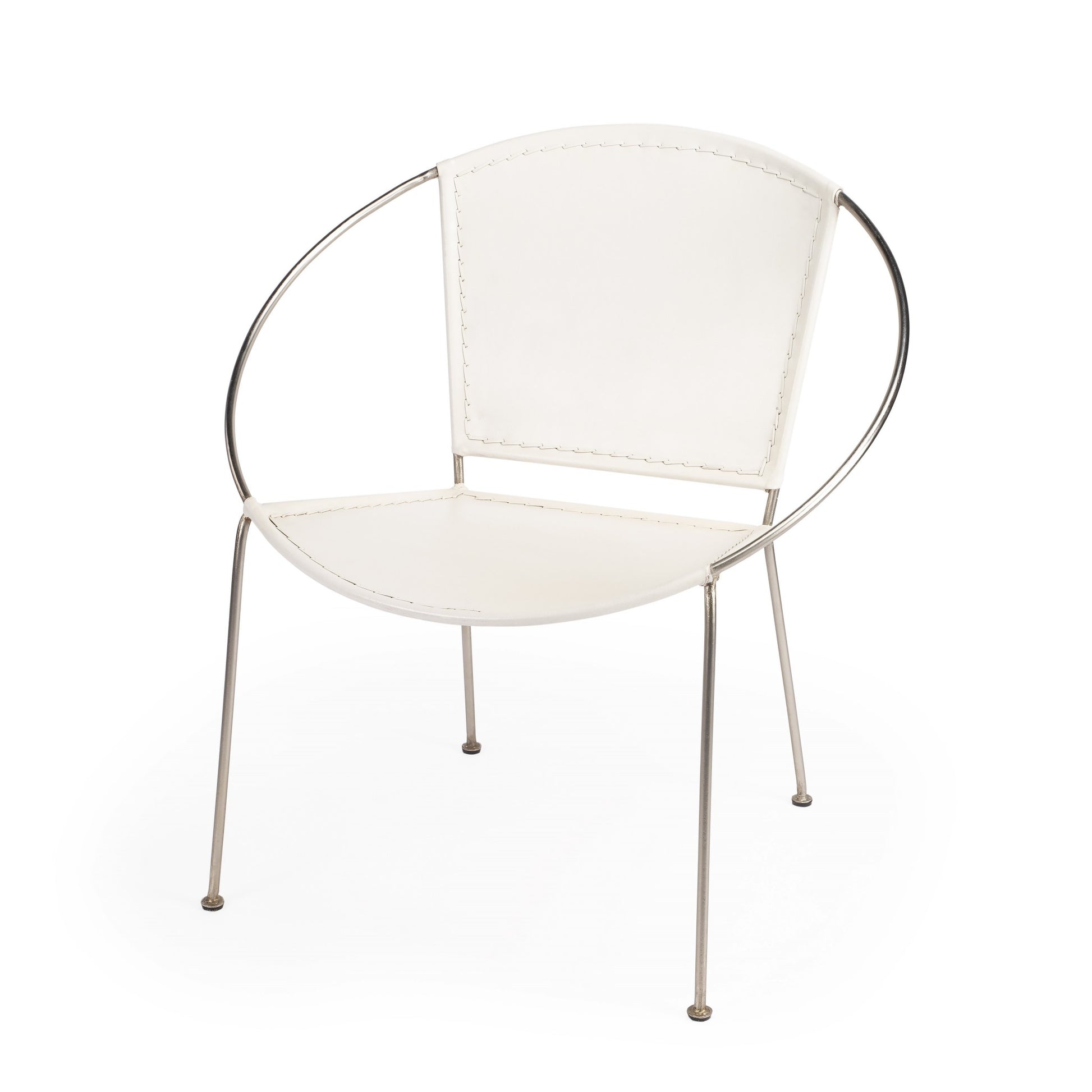 Modern Ring Shape White Leather Accent Chair By Homeroots | Accent Chairs | Modishstore