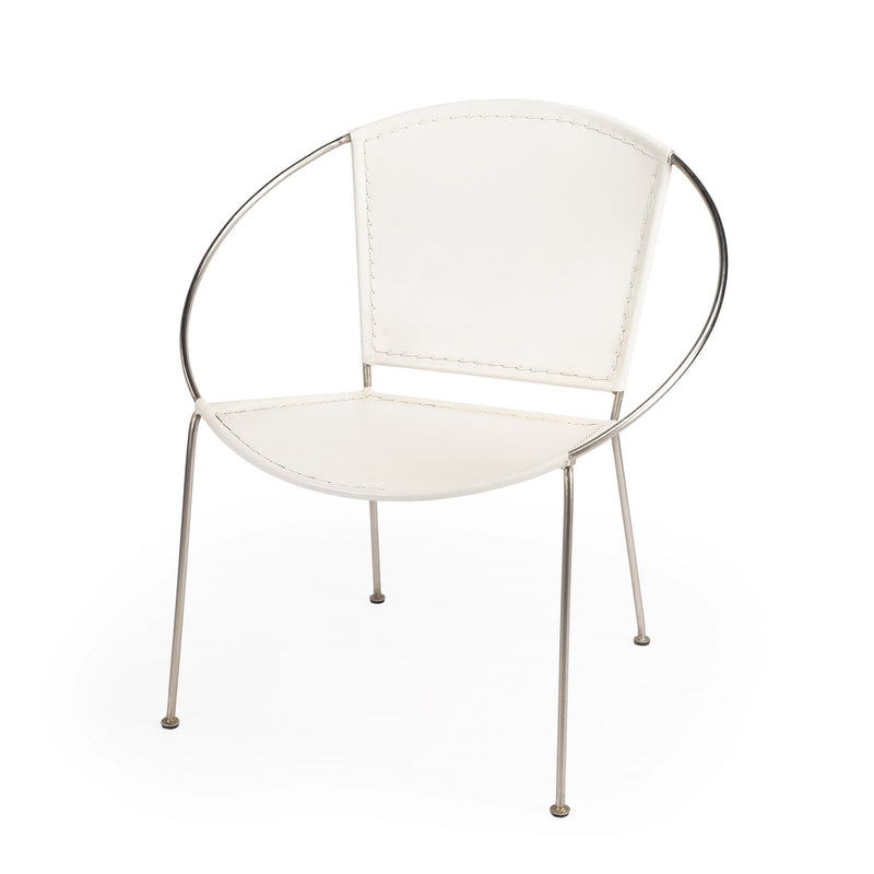 Modern Ring Shape White Leather Accent Chair By Homeroots | Accent Chairs | Modishstore