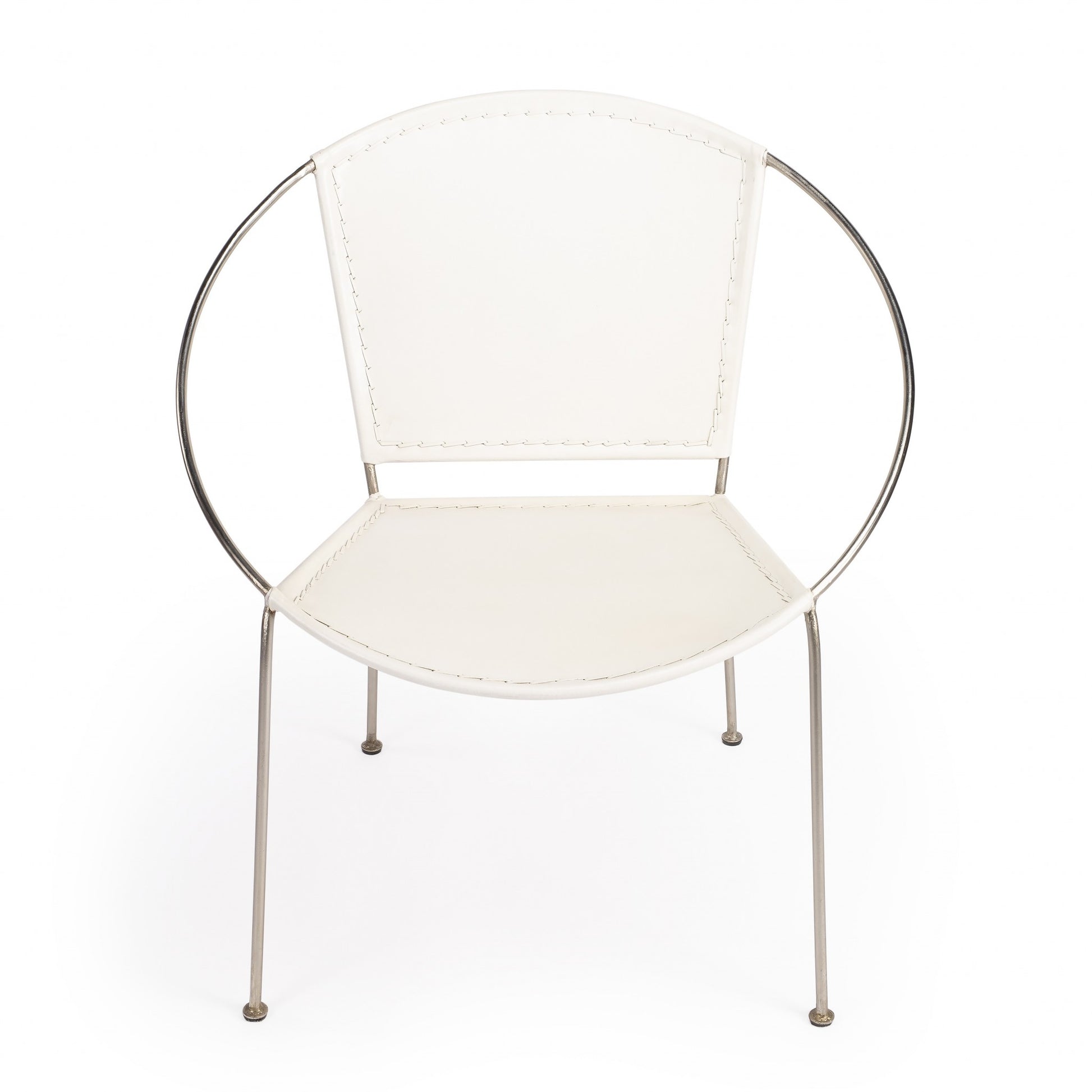 Modern Ring Shape White Leather Accent Chair By Homeroots | Accent Chairs | Modishstore - 2