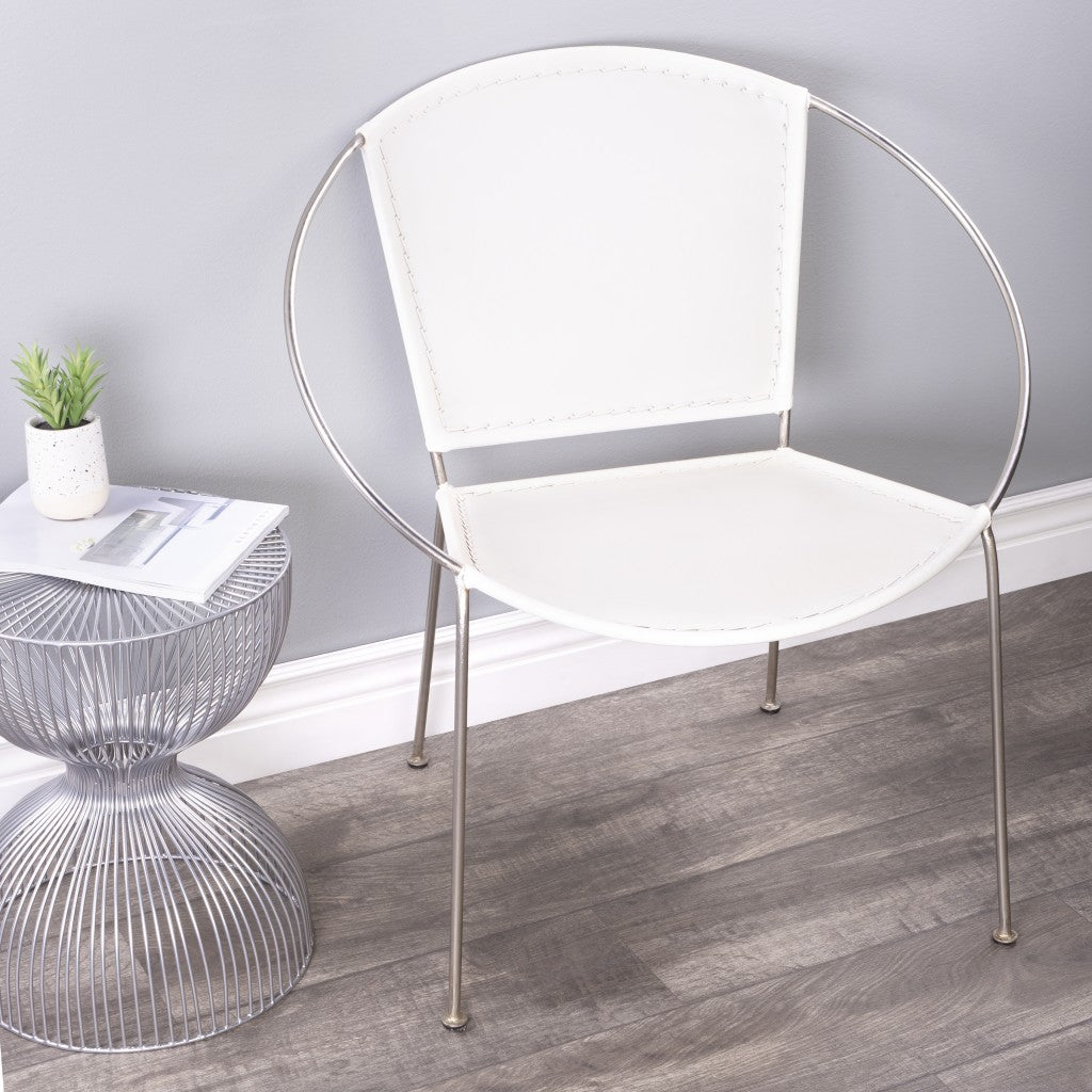 Modern Ring Shape White Leather Accent Chair By Homeroots | Accent Chairs | Modishstore - 6