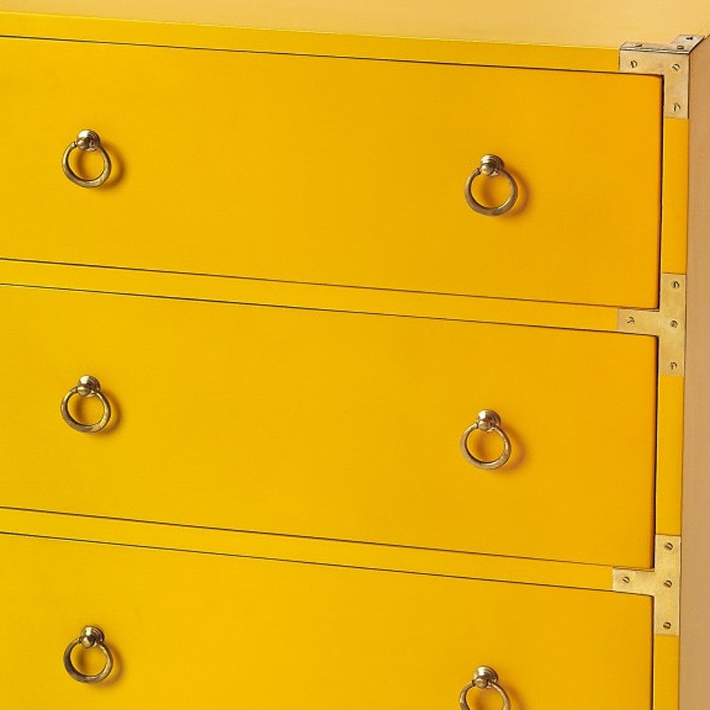 Ardennes Yellow Campaign Accent Chest By Homeroots | Drawers | Modishstore - 3