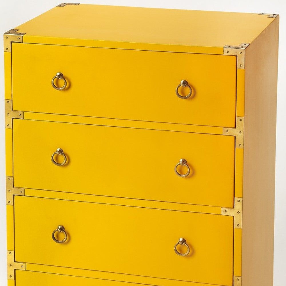 Ardennes Yellow Campaign Accent Chest By Homeroots | Drawers | Modishstore - 4