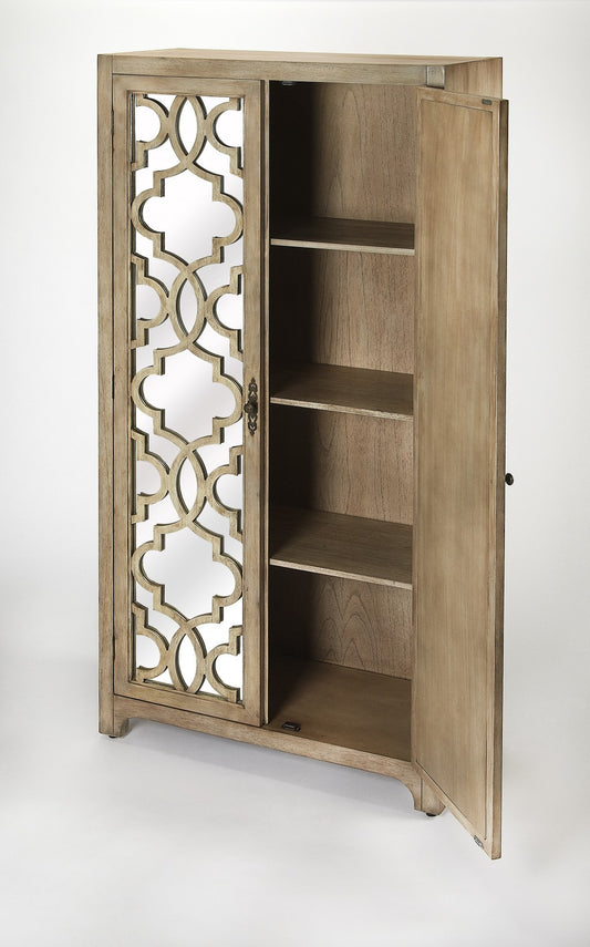 Morjanna Greige Mirrored Armoire By Homeroots | Cabinets | Modishstore