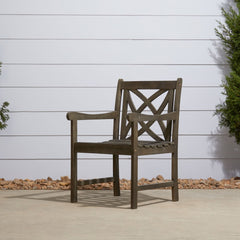 Distressed Patio Armchair with Decorative Back By Homeroots