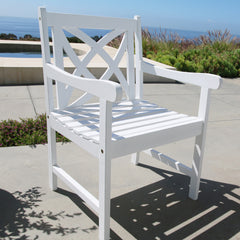 White Patio Armchair with Decorative Back By Homeroots