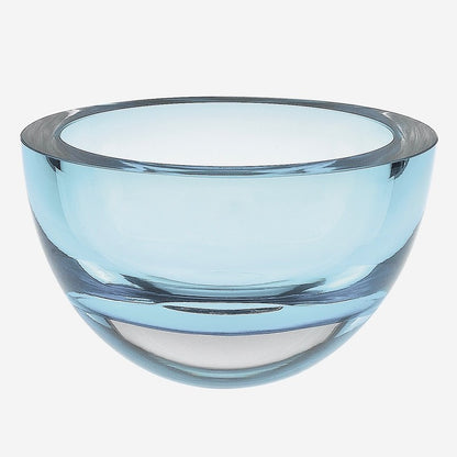 Aqua Blue Mouth Blown Polish Crystal Thick Walled Bowl By Homeroots | Decorative Bowls | Modishstore