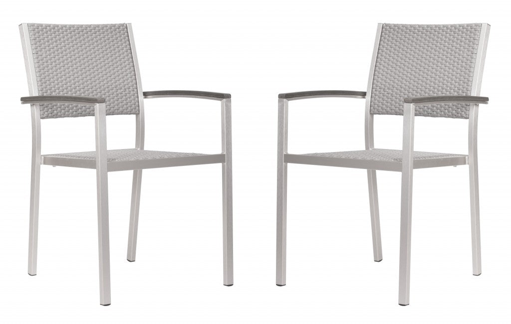 Set Of Two 21" White Aluminum Arm Chair By Homeroots