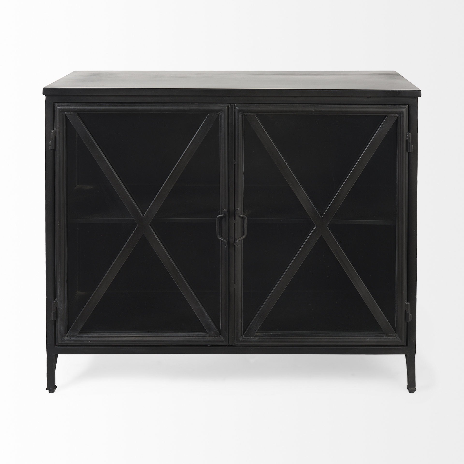 Rustic Black Metal Cabinet With Glass Doors By Homeroots | Cabinets | Modishstore - 2