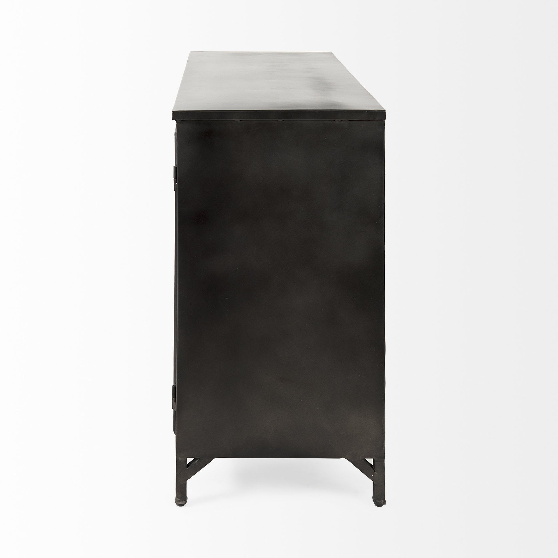 Rustic Black Metal Cabinet With Glass Doors By Homeroots | Cabinets | Modishstore - 3