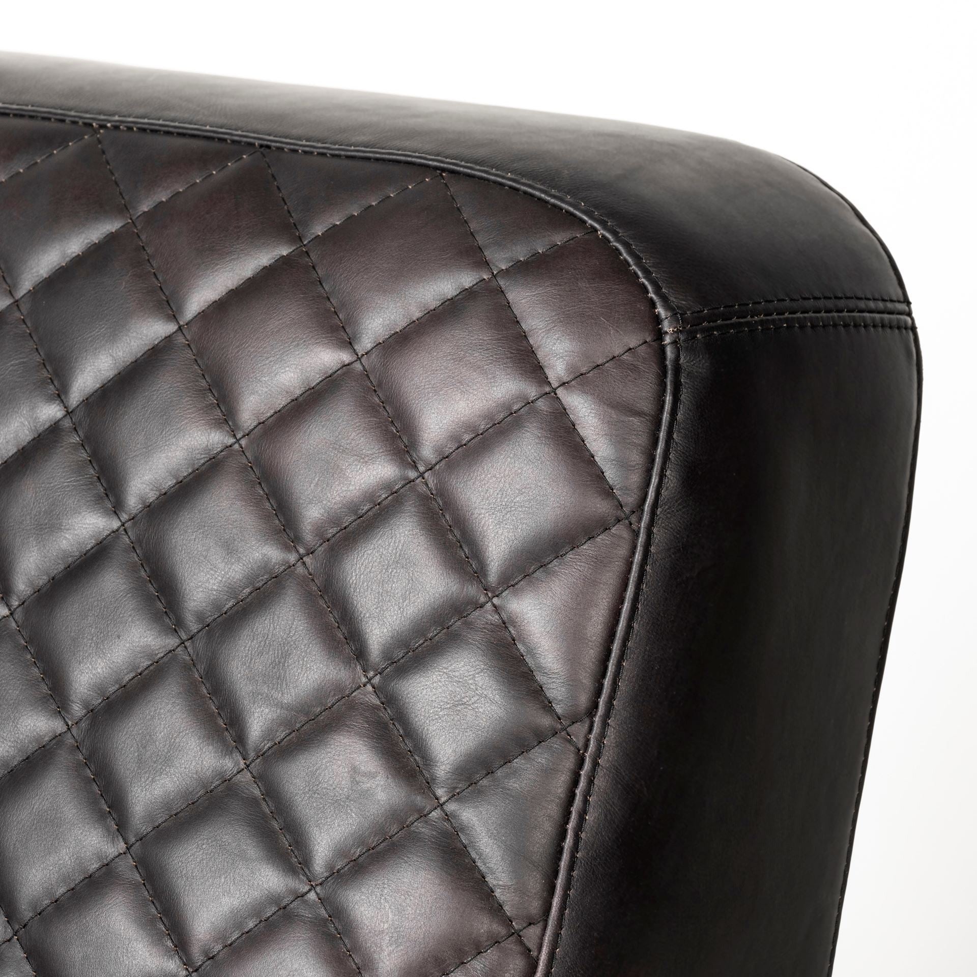 Black Leather Diamond Pattern Gold Club Chair By Homeroots | Accent Chairs | Modishstore - 6