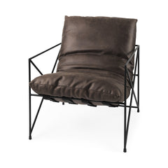 Dark Brown Faux Leather Contemporary Metal Chair By Homeroots