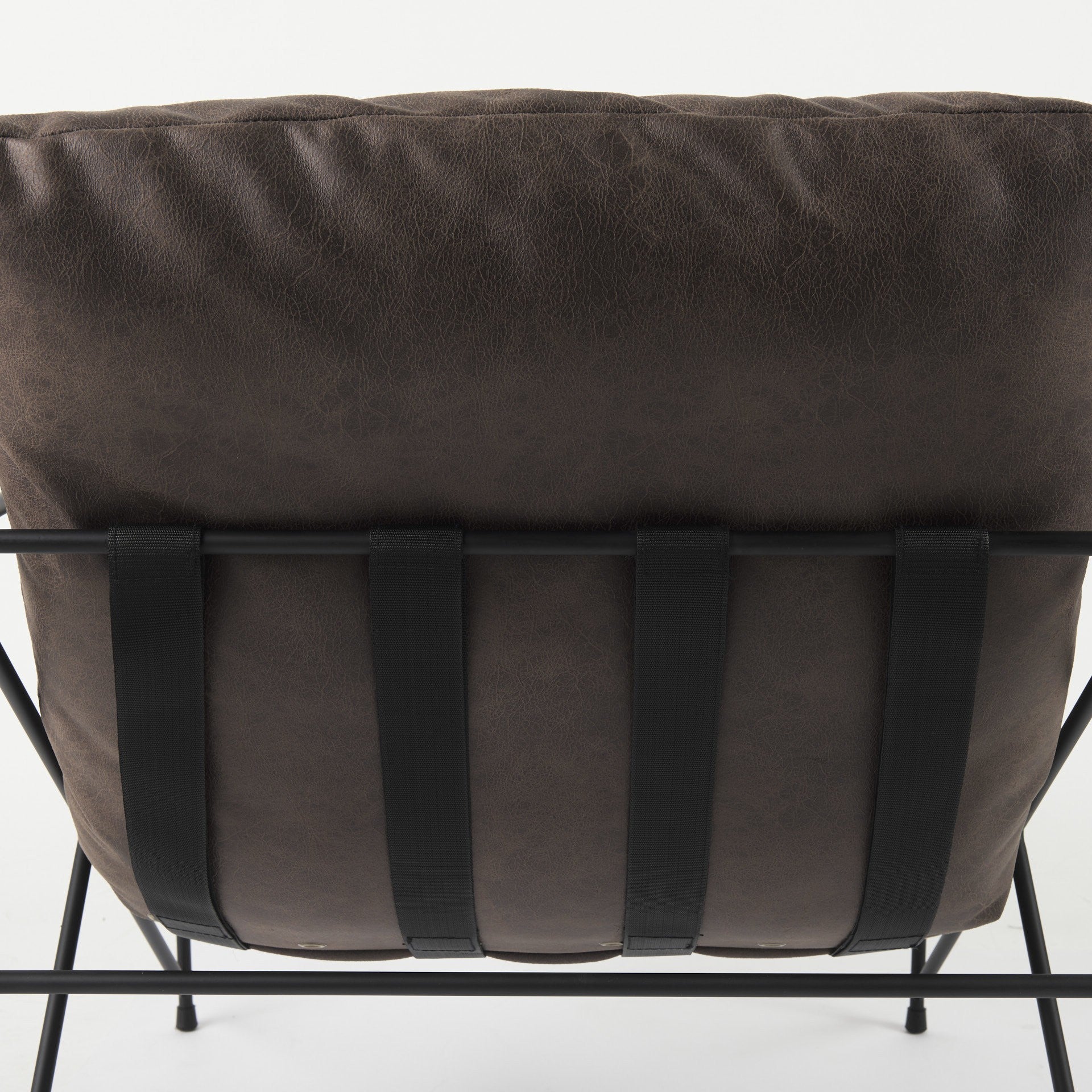 Dark Brown Faux Leather Contemporary Metal Chair By Homeroots | Accent Chairs | Modishstore - 2